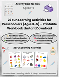 Stop Screen Time! 22 Fun Learning Activities for Kids Ages 3–5 | Printable Preschool Workbook | Instant Download