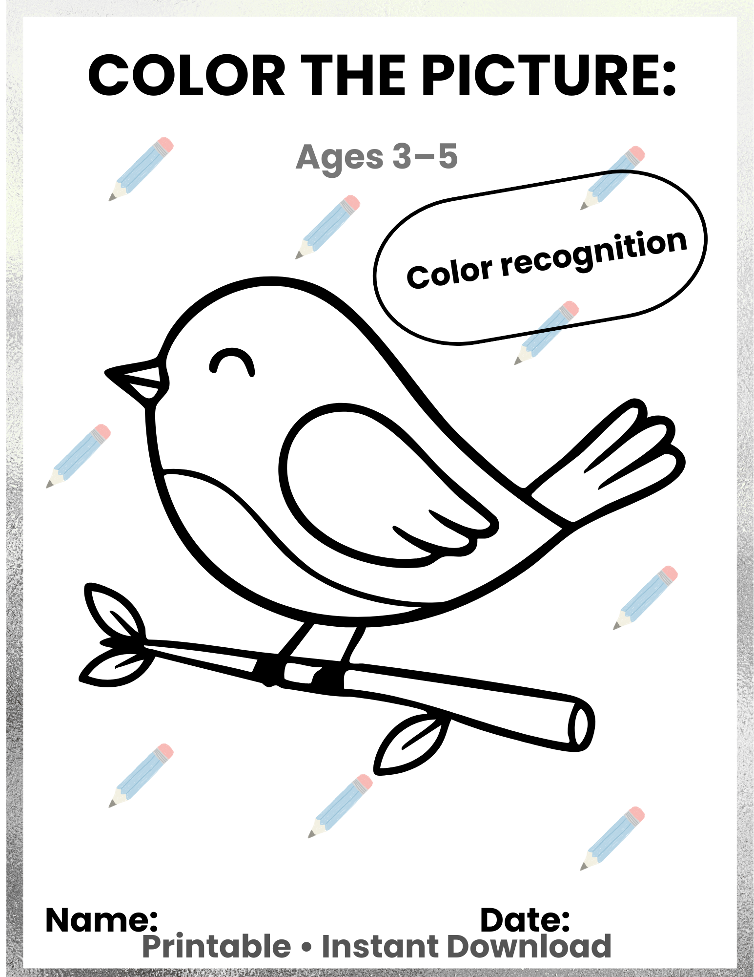 FREE Color the Picture Activity Pack | Preschool Coloring Pages | Fine Motor Skills Printable for Kids