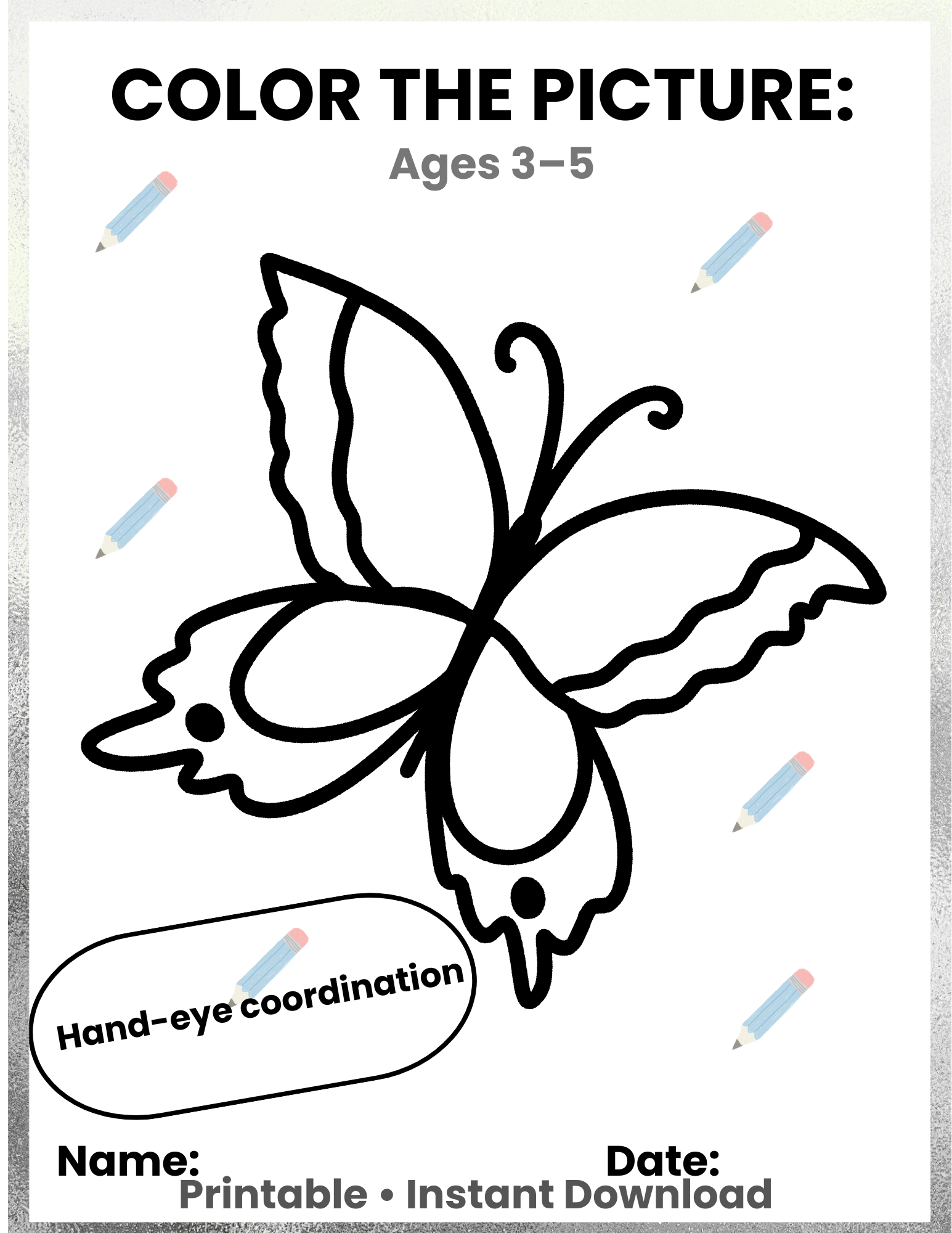 FREE Printable Coloring Activity for Preschoolers | Color the Picture Worksheet | Kids Learning Activity PDF