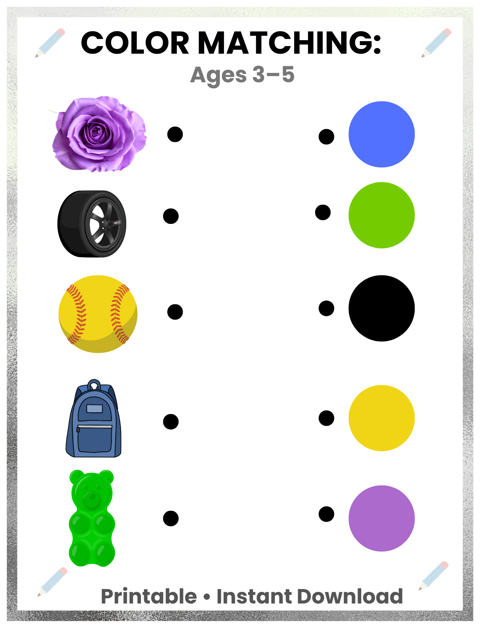 Color Matching Activity for Kids Ages 3–5 | Preschool Learning Printable | Montessori Colors Worksheet