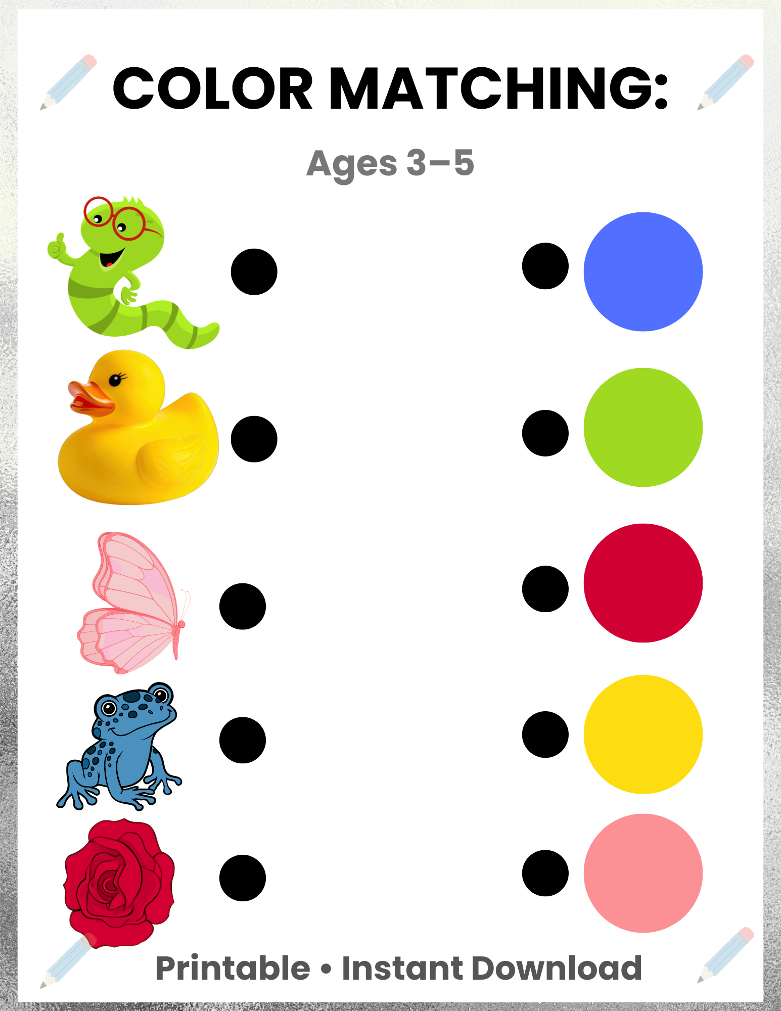 Color Matching Activity for Preschoolers | Printable Color Sorting Worksheet | Toddler Learning Game Ages 3-5
