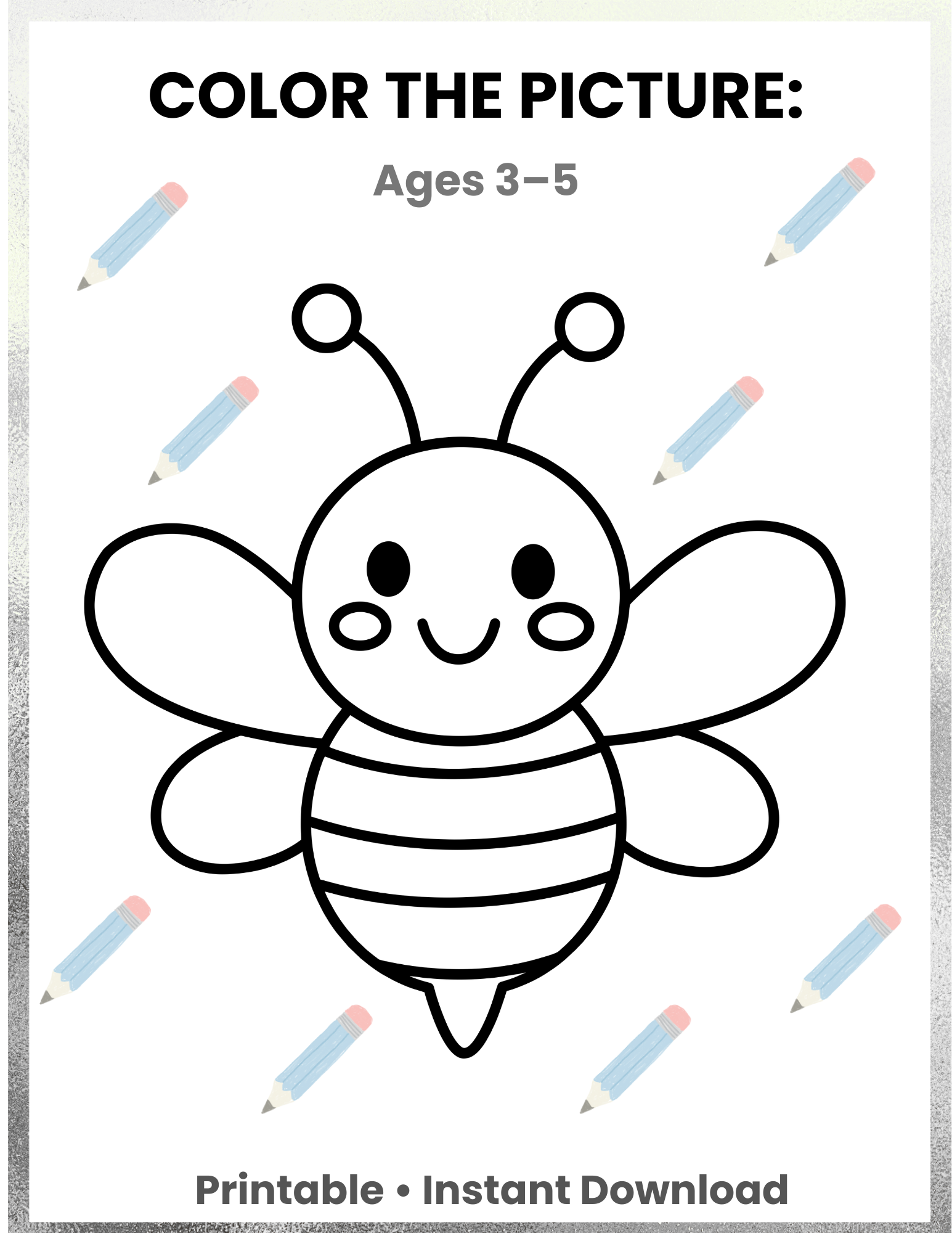 FREE Color the Picture Activity for Kids Ages 3-5 | Preschool Coloring Pages Printable | Fine Motor Skills Workbook