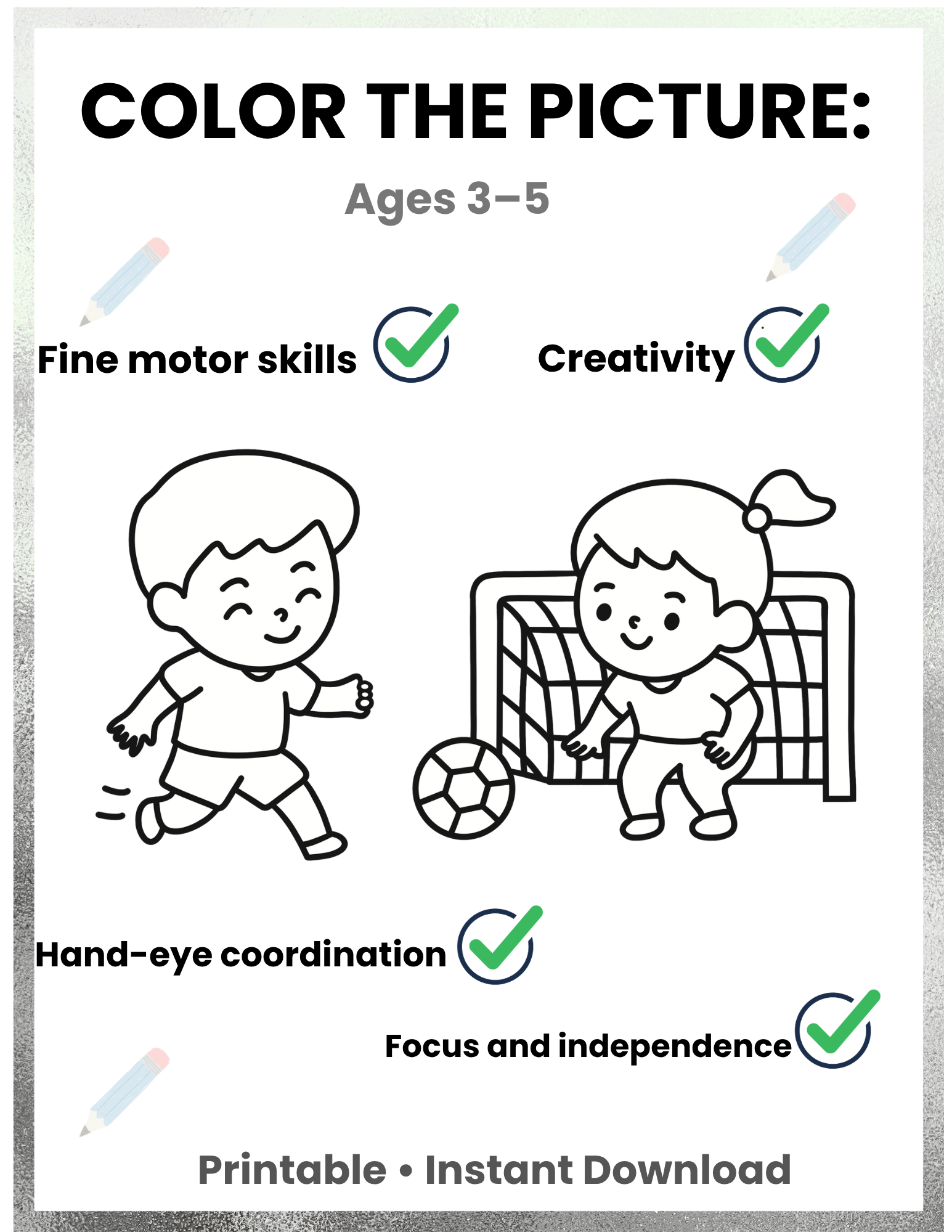 Printable Coloring Activity for Toddlers | Color the Picture Pages | Preschool Busy Book Ages 3-5