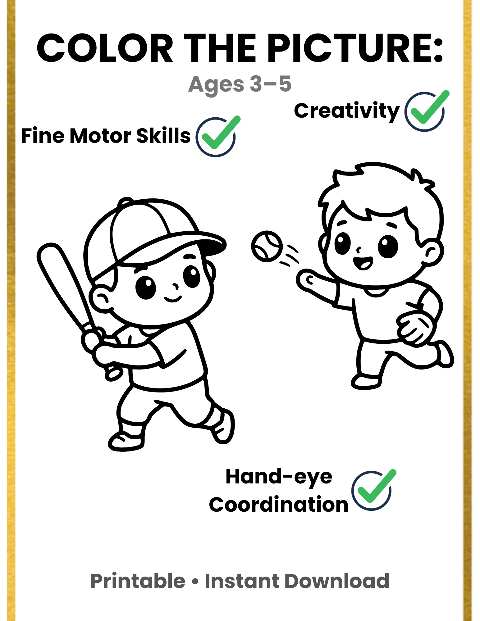 Color the Picture Activity for Kids Ages 3-5 | Preschool Coloring Printable | Fun Learning Worksheet PDF