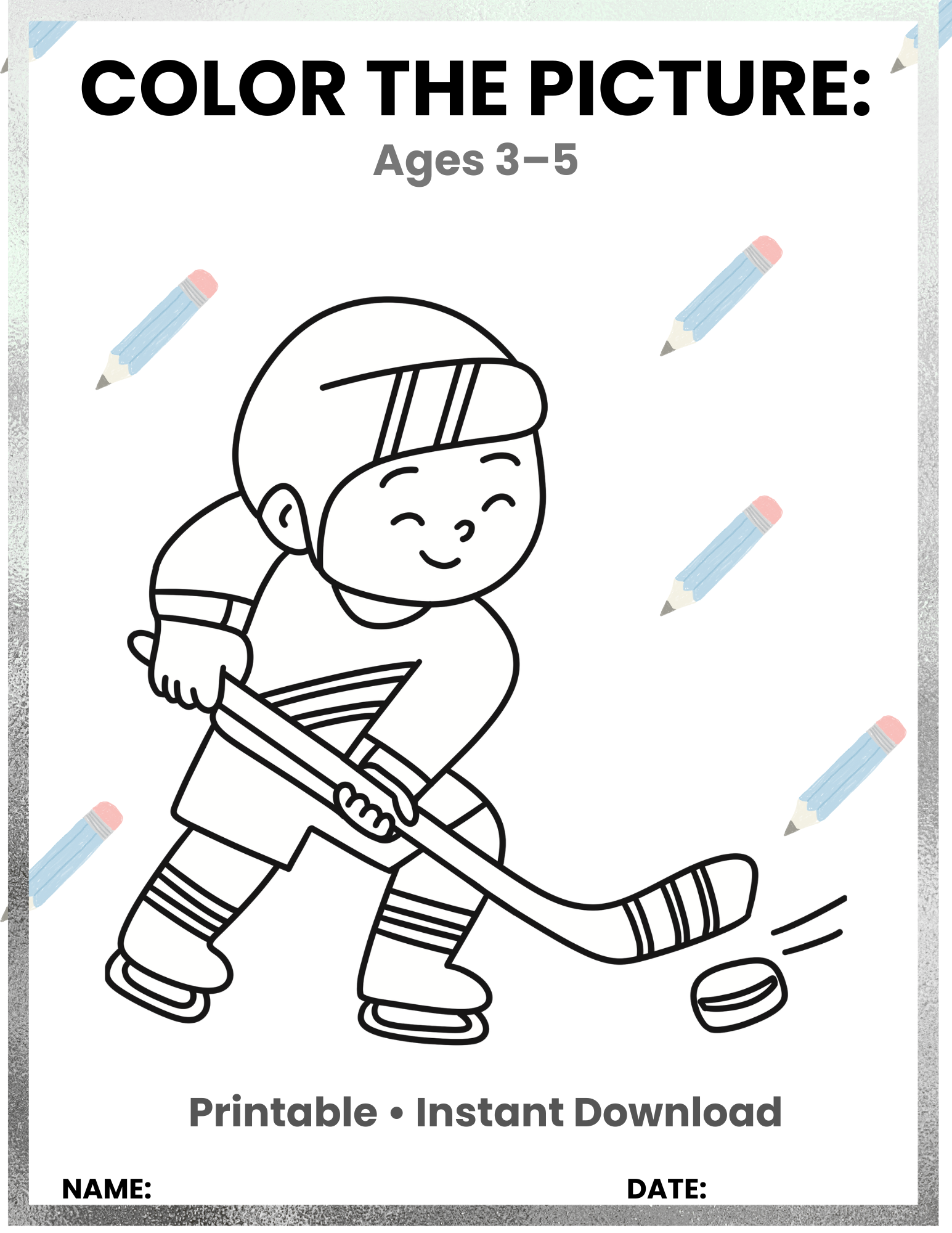 FREE Color the Picture Activity for Kids Ages 3–5 – Fun Preschool Coloring Worksheet | Printable Learning Activity | Instant Download