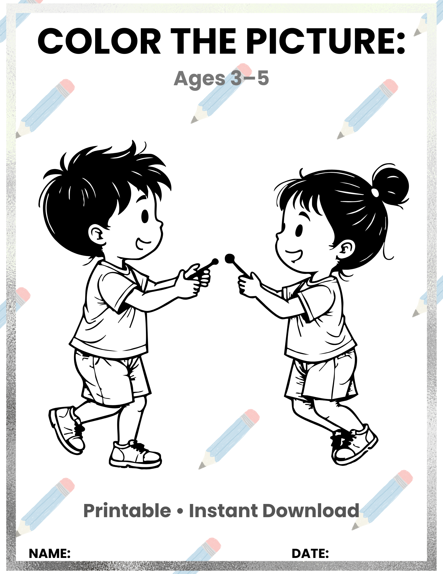 FREE Color the Picture Activity for Kids Ages 3–5 – Fun Preschool Coloring Worksheet | Printable Learning Activity For Kids | Instant Download