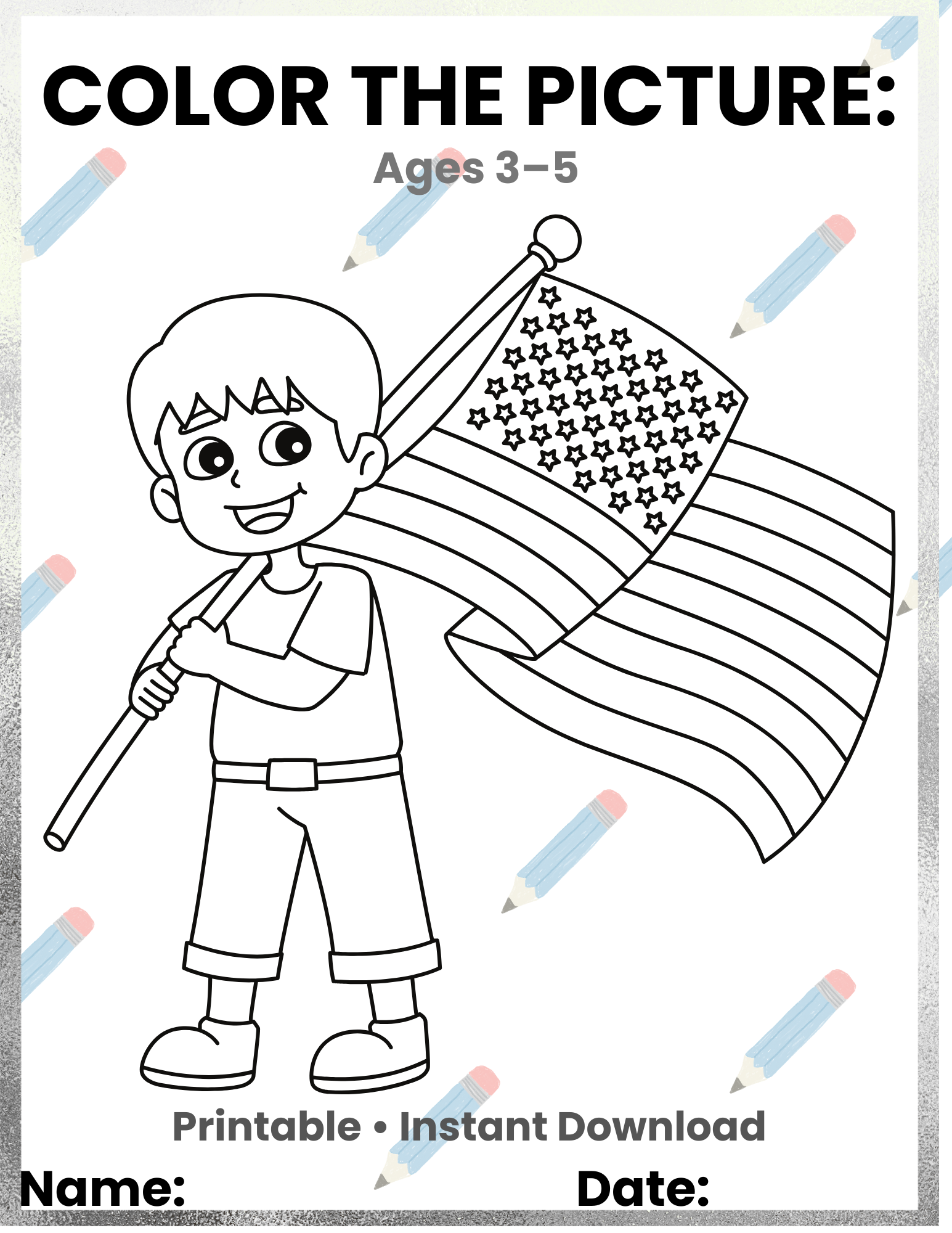 FREE Color the Picture Activity for Kids Ages 3-5 | Preschool Coloring Printable | Fun Learning Worksheet PDF