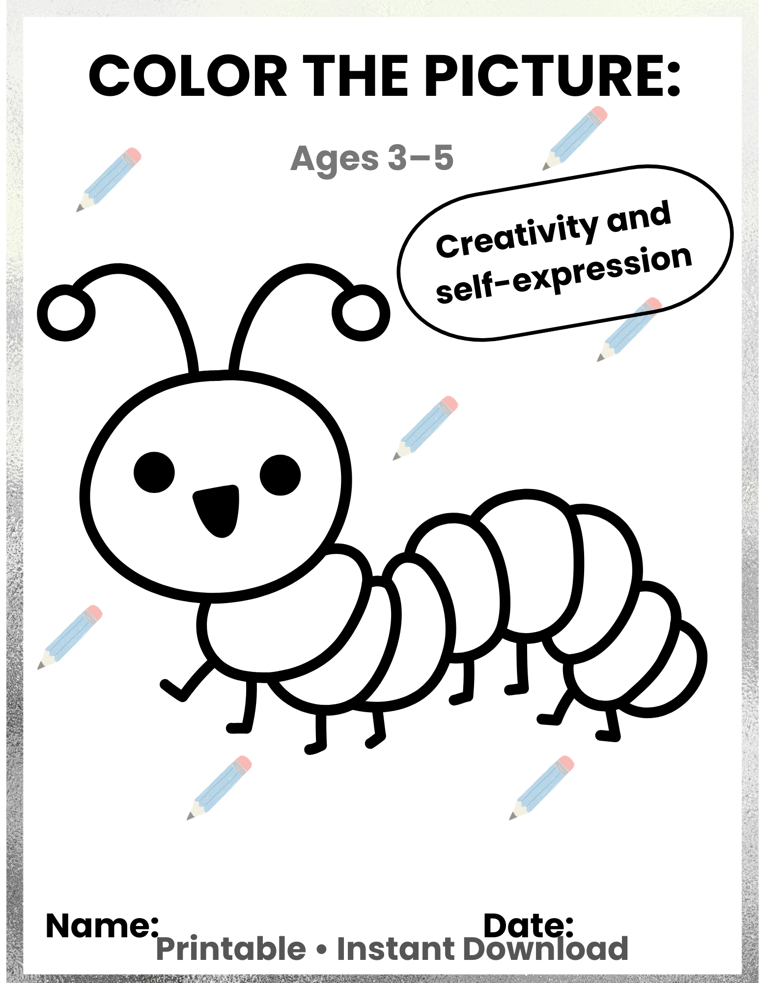 FREE Coloring Activity Printable for Kids 3-5 | Color the Picture Worksheet | Easy Preschool Learning
