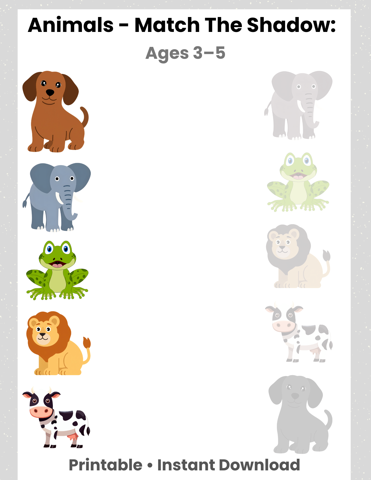 Montessori Animal Shadow Matching Game for Toddlers (Ages 3–5)