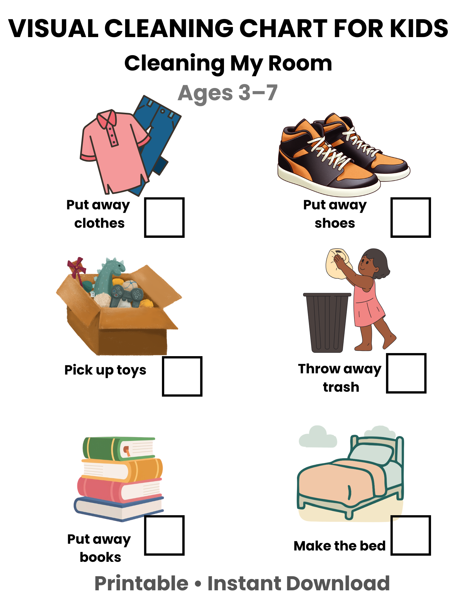 Visual Cleaning My Room Activity for Kids