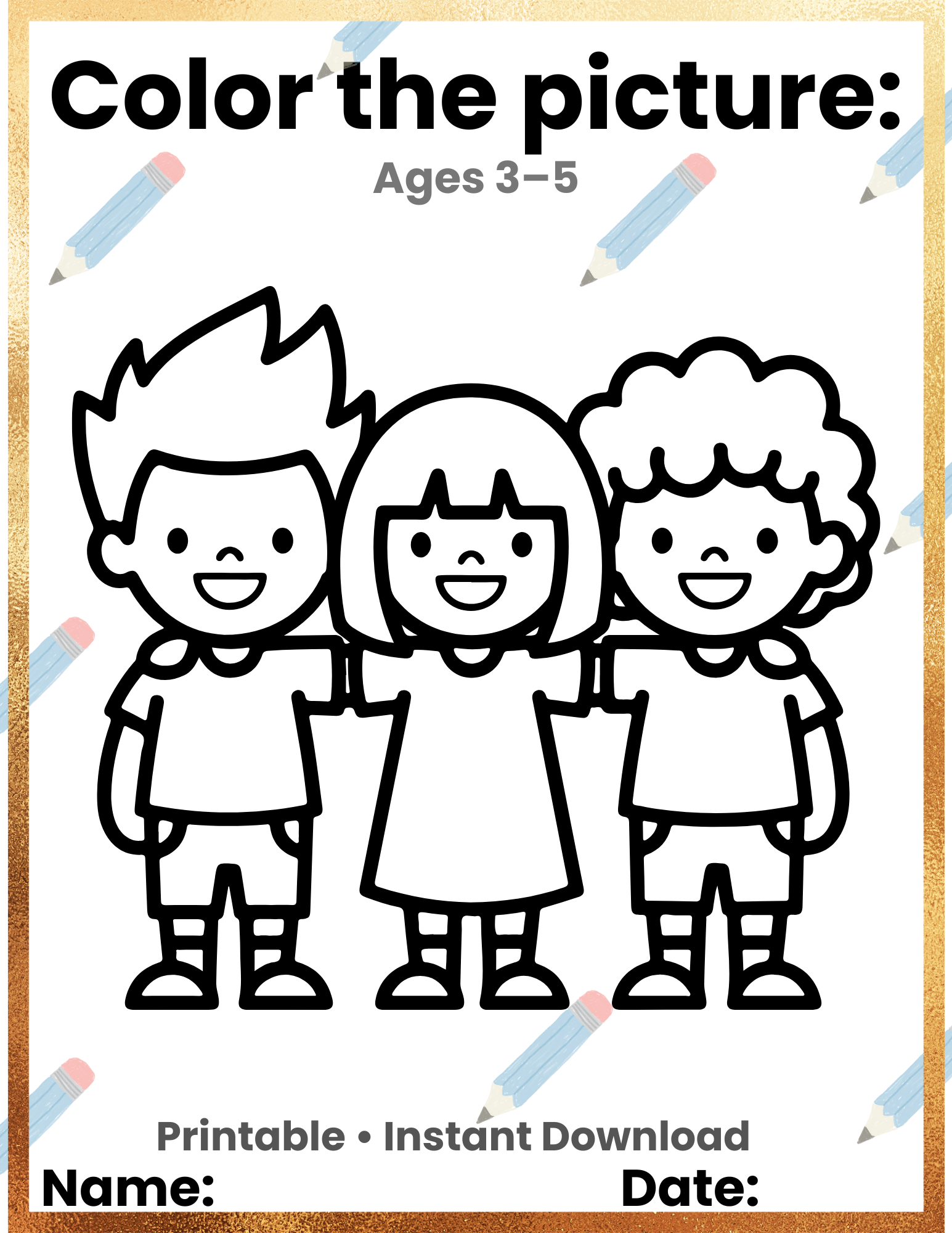 🎨 Color the Picture Activity for Kids Ages 3–5 | Preschool Coloring Printable | Toddler Learning FREE Worksheet | Fine Motor Skills | Instant Download