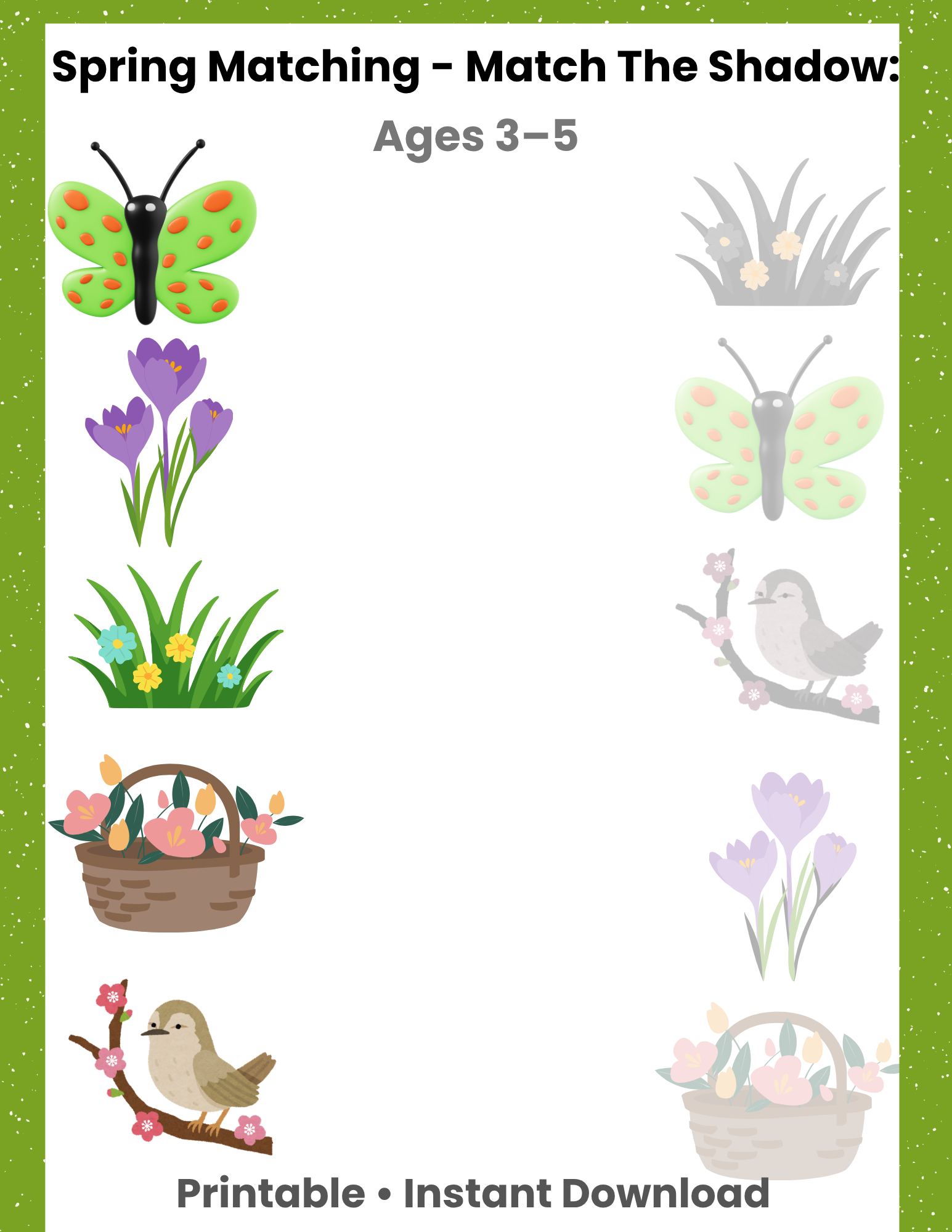 Shadow Matching Activity for Preschool | Montessori Visual Discrimination Printable (Ages 3–5)