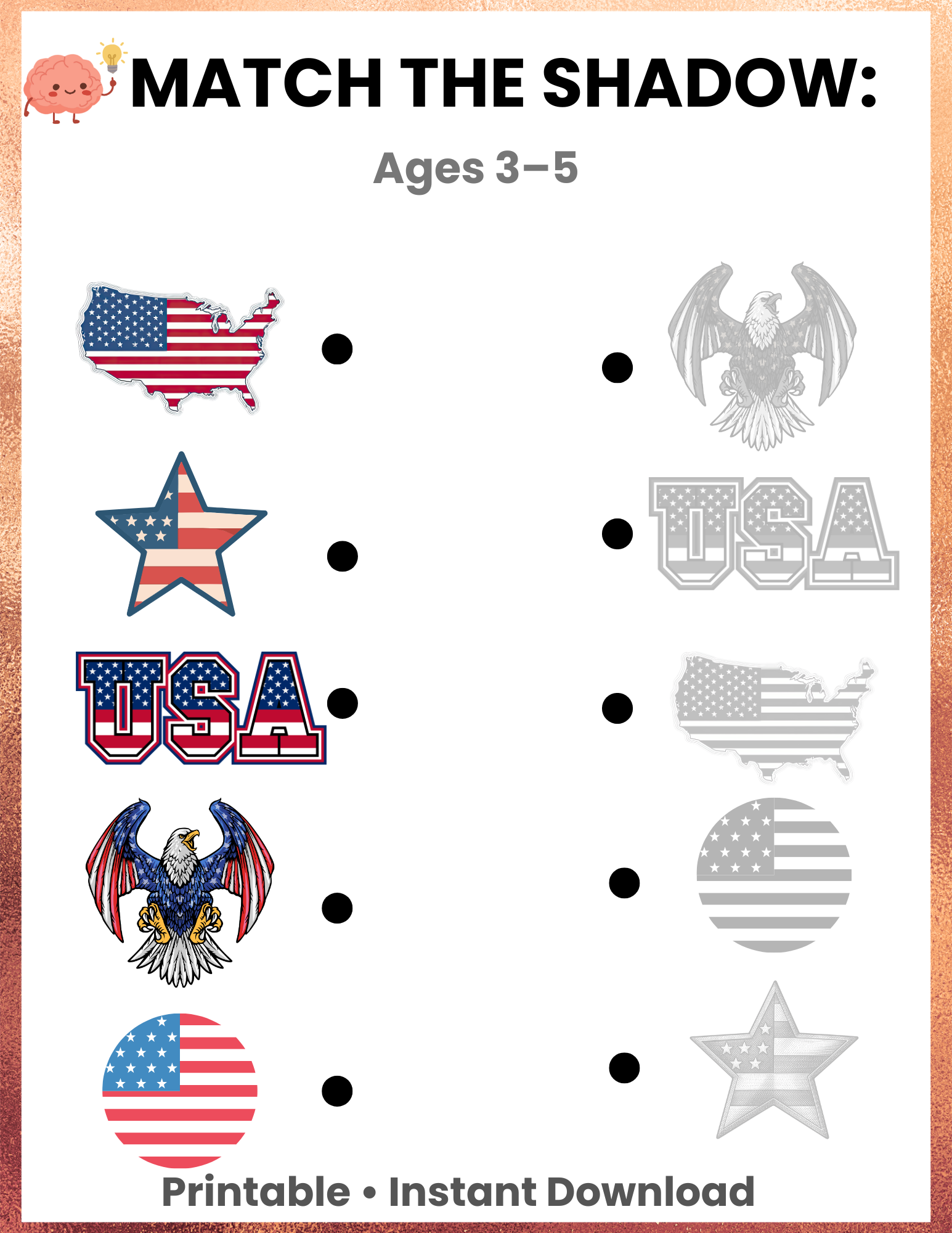 Match the Shadow Printable for Kids Ages 3-5 | Preschool Learning Activity | Visual Discrimination Game | Toddler Busy Book | Instant Download