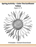 Sunflower Coloring Activity for Kids | Spring Printable Worksheet | Preschool Fine Motor Skills