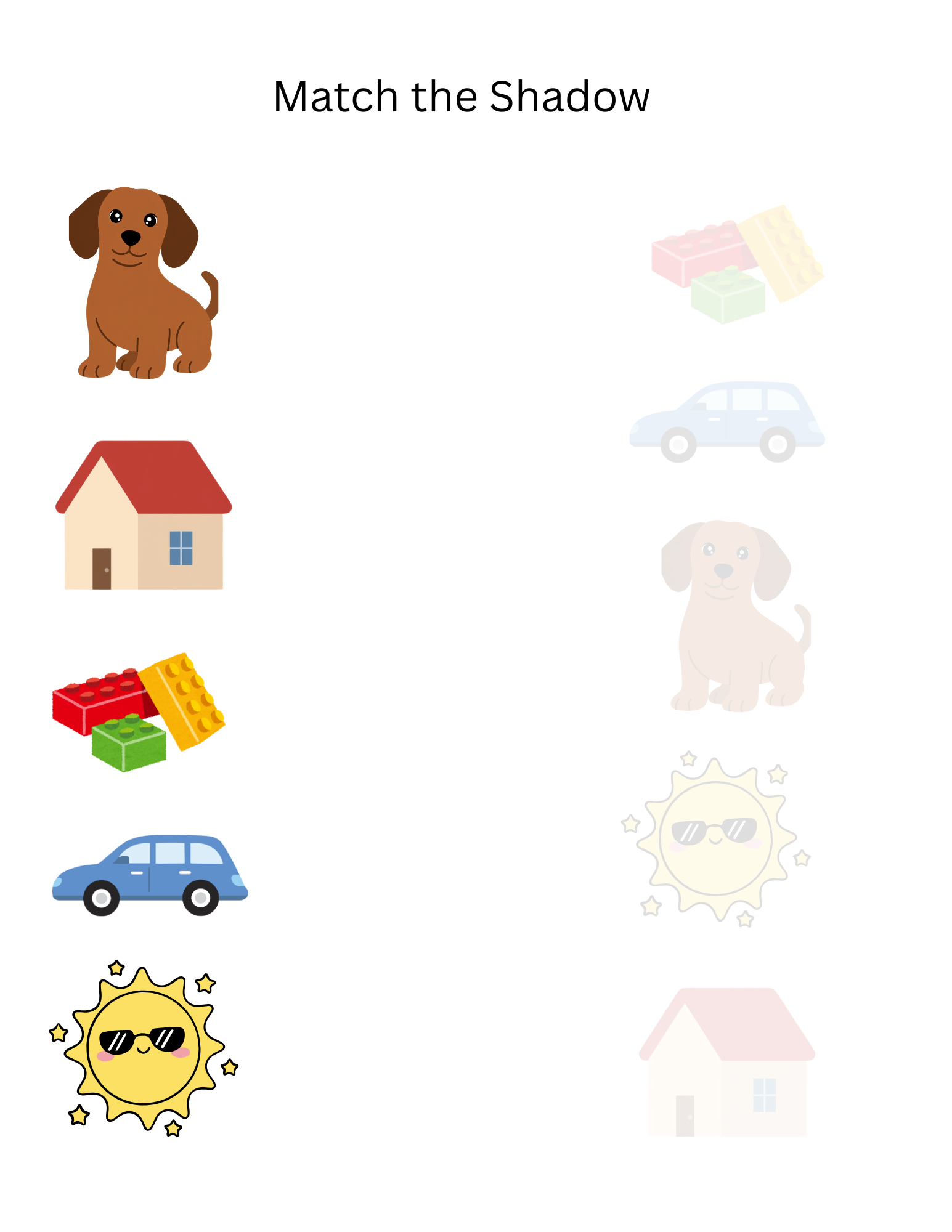 Match the Shadow Printable for Preschool