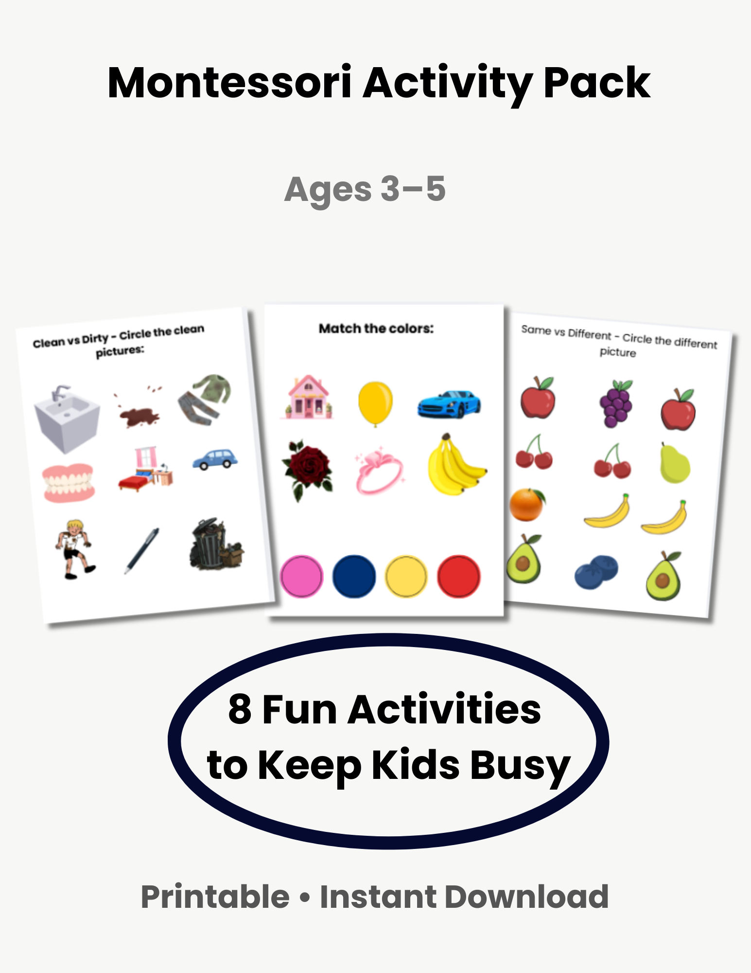 Montessori Activities for Toddlers (Printable Pack)