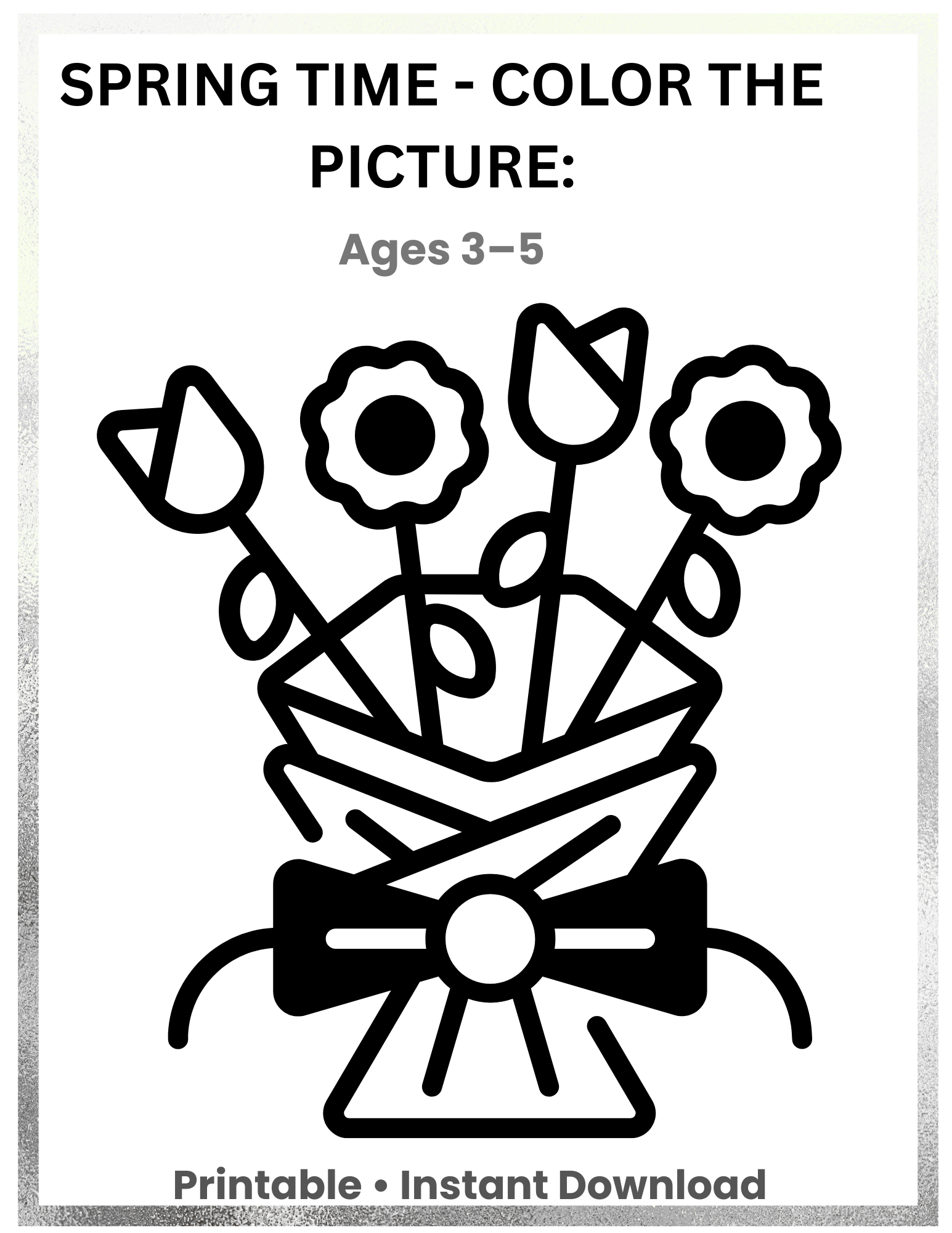 Free Flower Coloring Page Printable for Kids | Spring Color the Picture Activity